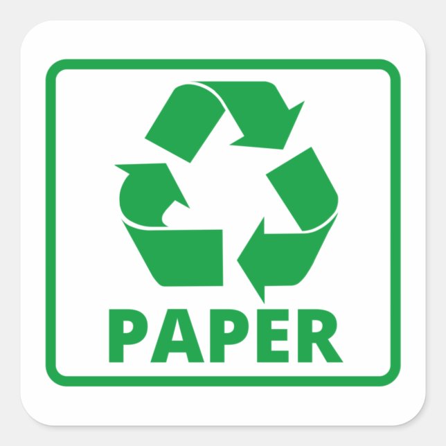 Recycling paper sign classic  square sticker (Front)