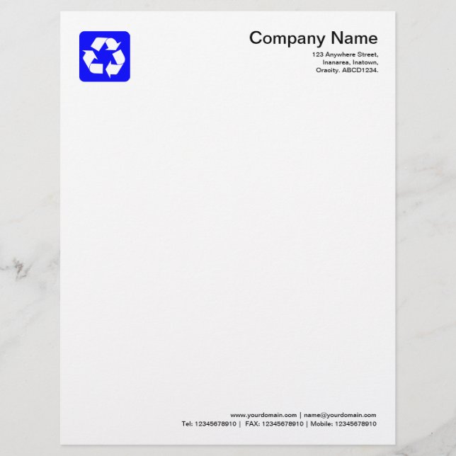 Recycling Symbol - Blue Letterhead (Front)