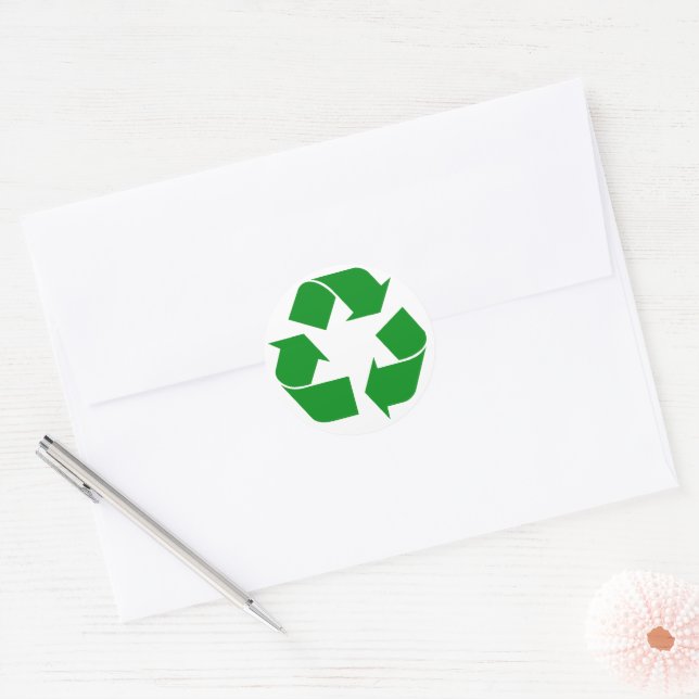 Recycling Symbol - Green Classic Round Sticker (Envelope)