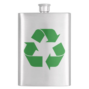 Recycling Symbol - Green Hip Flask