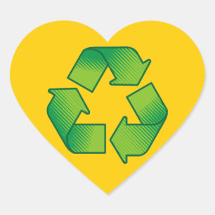 Recycling symbol heart sticker