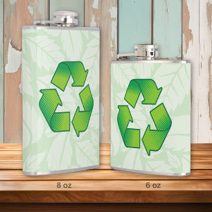 Recycling symbol hip flask