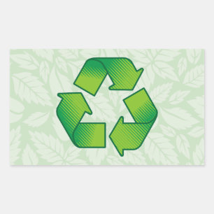 Recycling symbol rectangular sticker