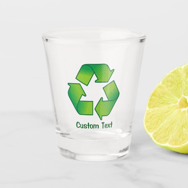 Recycling Symbol Shot Glass (Front)