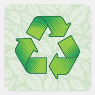 Recycling symbol square sticker