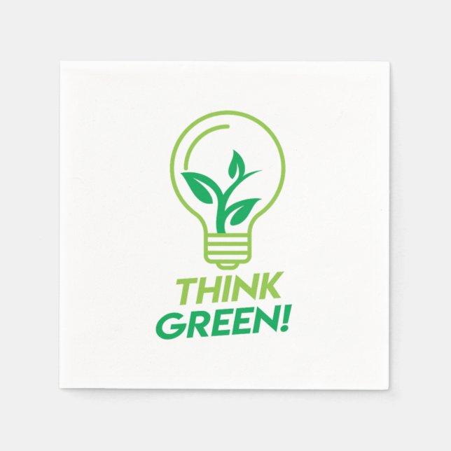 Recycling Think Green Natural Sustainability Earth Napkin (Front)