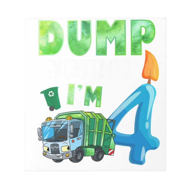 Recycling Trash 4 Years Old Garbage Truck 4th Notepad (Front)