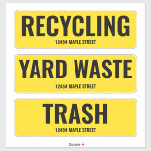 Recycling Trash Yard Waste can with address