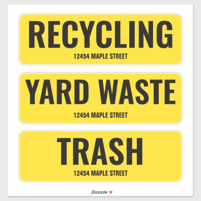 Recycling Trash Yard Waste can with address (Sheet)