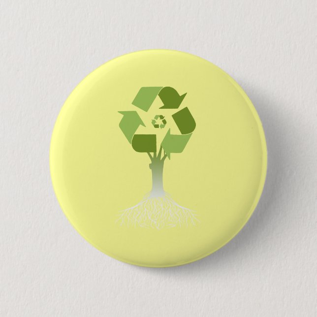 Recycling Tree 6 Cm Round Badge (Front)