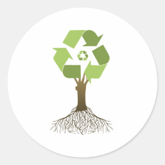 RECYCLING TREE CLASSIC ROUND STICKER