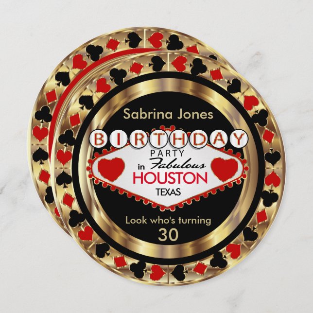 Red 00th Birthday Party  - DIY City & State Invitation (Front/Back)