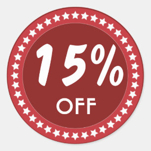 Red 15% OFF Sales Discount Sticker