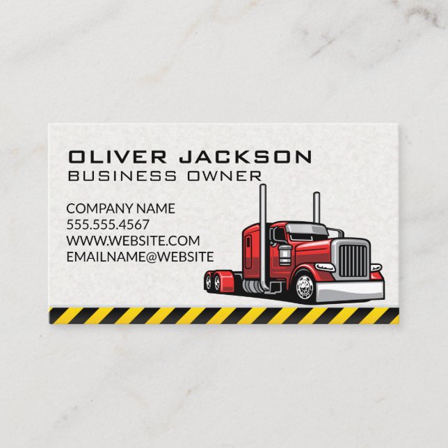 Red 18 Wheeler | Truck Driver Business Card (Front)