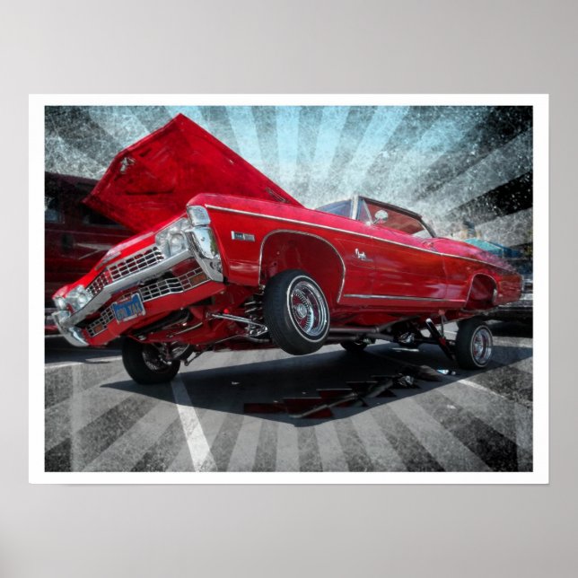 Red 1968 Chevrolet Impala Lowrider Poster (Front)
