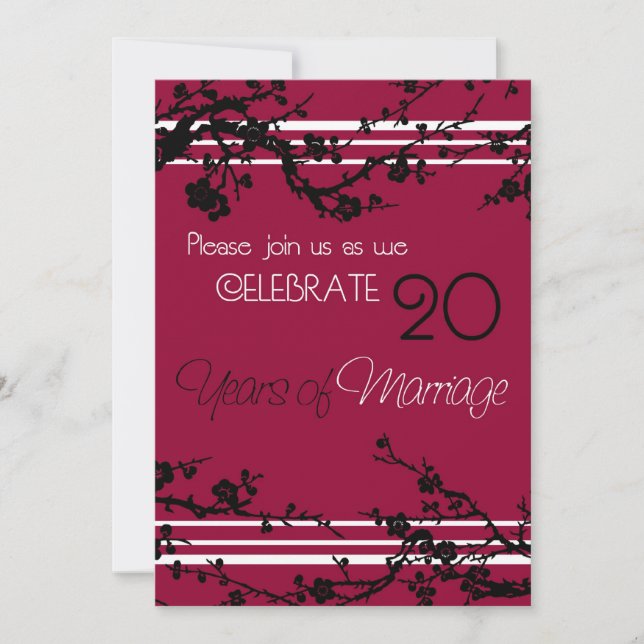 Red 20th Wedding Anniversary Invitation Card (Front)