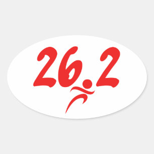 Red 26.2 marathon oval sticker