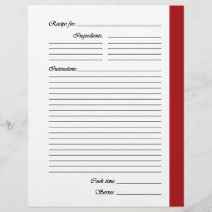 Red 2-sided Recipe Pages