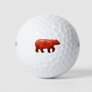 Red 2 Watercolor Bear Golf Balls
