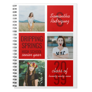 Red 3-Photo Fun Boxes Class Year Notebook