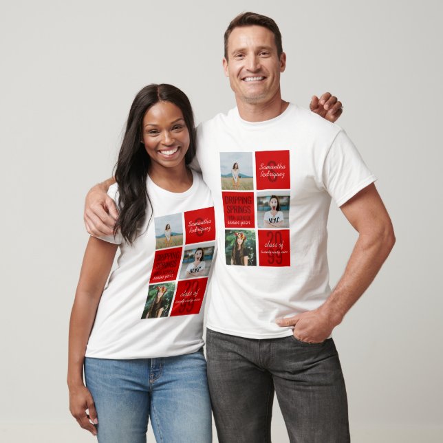 Red 3-Photo Fun Boxes Class Year T-Shirt (Unisex)