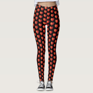 Red 3d hearts leggings
