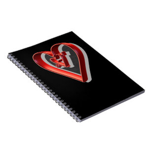 Red 3D Hearts Spiral Notebook