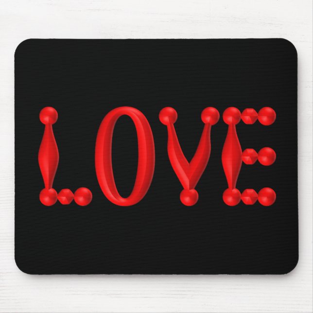 Red 3D LOVE Mouse Pad (Front)