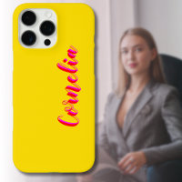 Red 3D Magenta Handwritten Name | Funny Goldenrod
