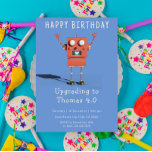 Red 3D robot kids birthday party Invitation<br><div class="desc">3D Robot kids birthday party. Upgrading kids red robot.</div>