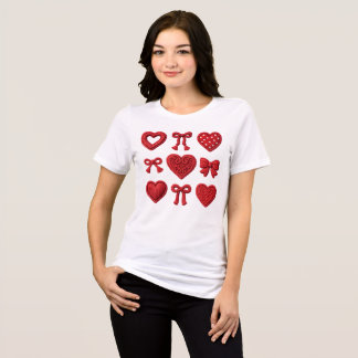 Red 3D Texture Hearts and Bows Coquette Aesthetic Tri-Blend Shirt