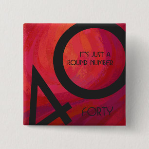 Red 40 Decade Birthday 15 Cm Square Badge