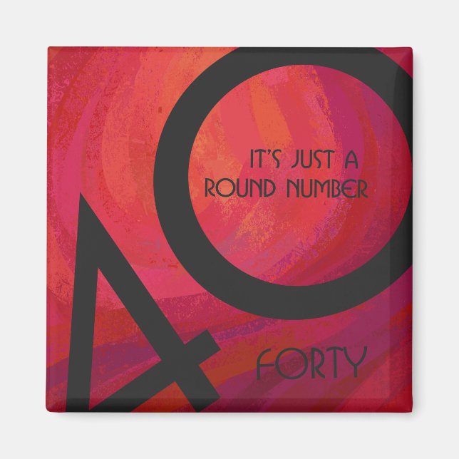 Red 40 Decade Birthday Magnet (Front)