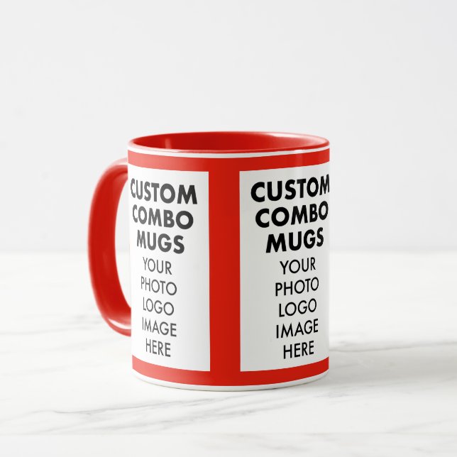Red 4:6 Portrait Frame 3 x Photo Custom Combo Mug (Front Left)