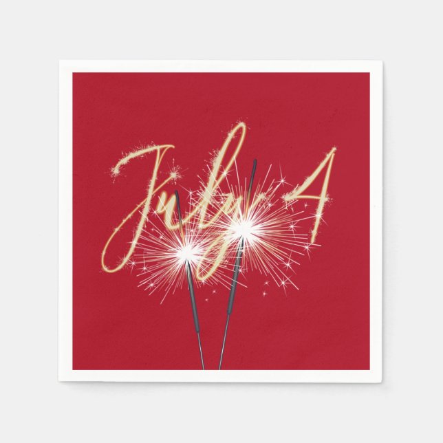 Red 4th of July Sparklers Napkin (Front)