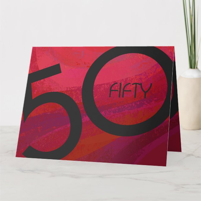 Red 50 Decade Birthday Card (Front)