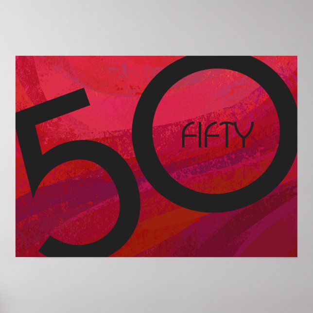 Red 50 Decade Birthday Poster (Front)