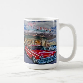 red 58 chevy at drive-in coffee mug