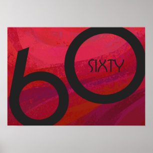 Red 60 Decade Birthday Poster