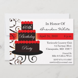 Red 60th Birthday Party Invitations