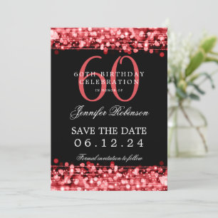 Red 60th Birthday Party Save the Date  Invitation
