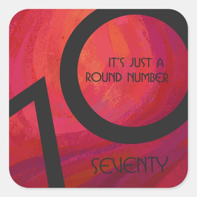 Red 70 Decade Birthday Square Sticker (Front)