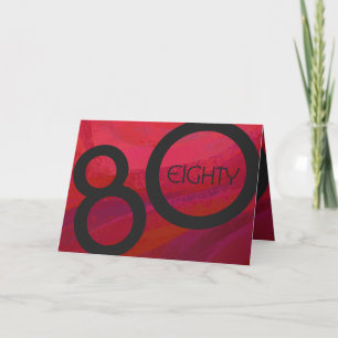 Red 80 Decade Birthday Card
