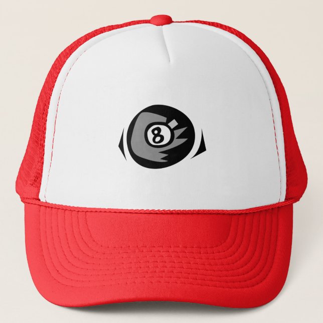 Red 8 ball trucker hat (Front)