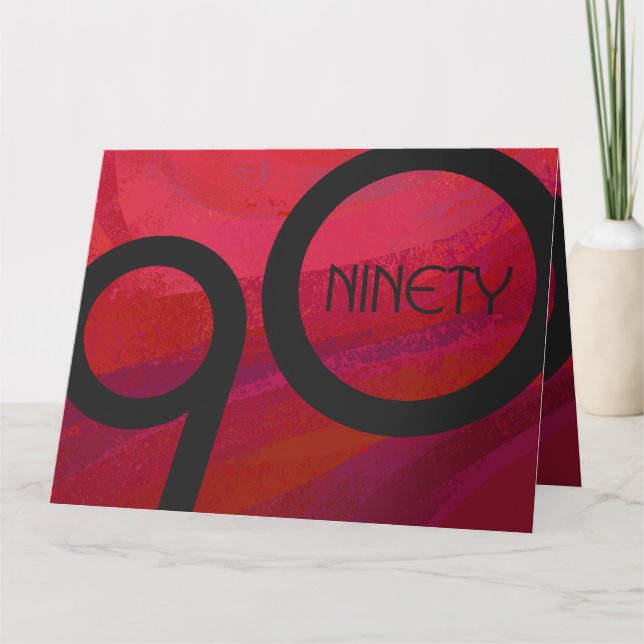 Red 90 Decade Birthday Card (Front)