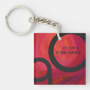 Red 90 Decade Birthday Key Ring