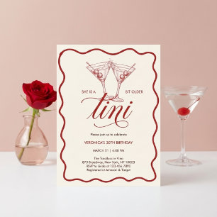Red A Tini Bit Older Adult Birthday Party Invitation