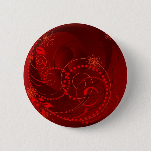 red abstract 6 cm round badge (Front)