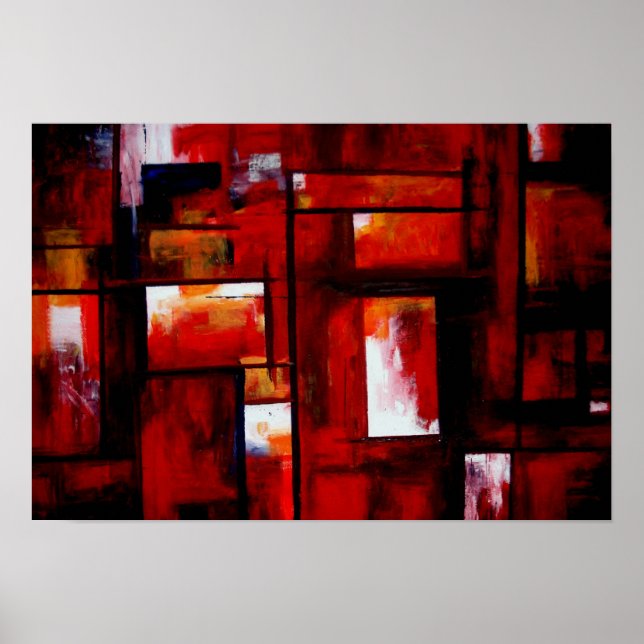 Red Abstract Art Original Creative Modern Poster (Front)