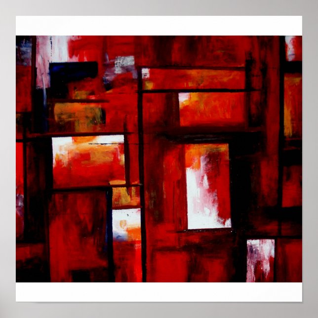 Red Abstract Art Print Poster (Front)